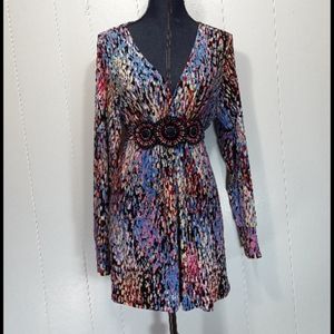 ECI New York boho festival beaded waist dress size large